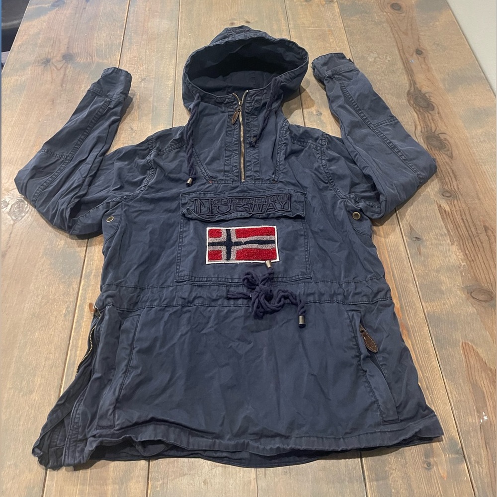 Geographical Norway Women’s Long Sleeve Navy Blue Hoodie Pullover Jacket Sz: SML